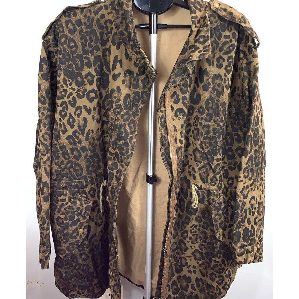 Oddy Leopard Print Jacket Women's 1x/2x Zip Drawstring - Picture 2 of 11